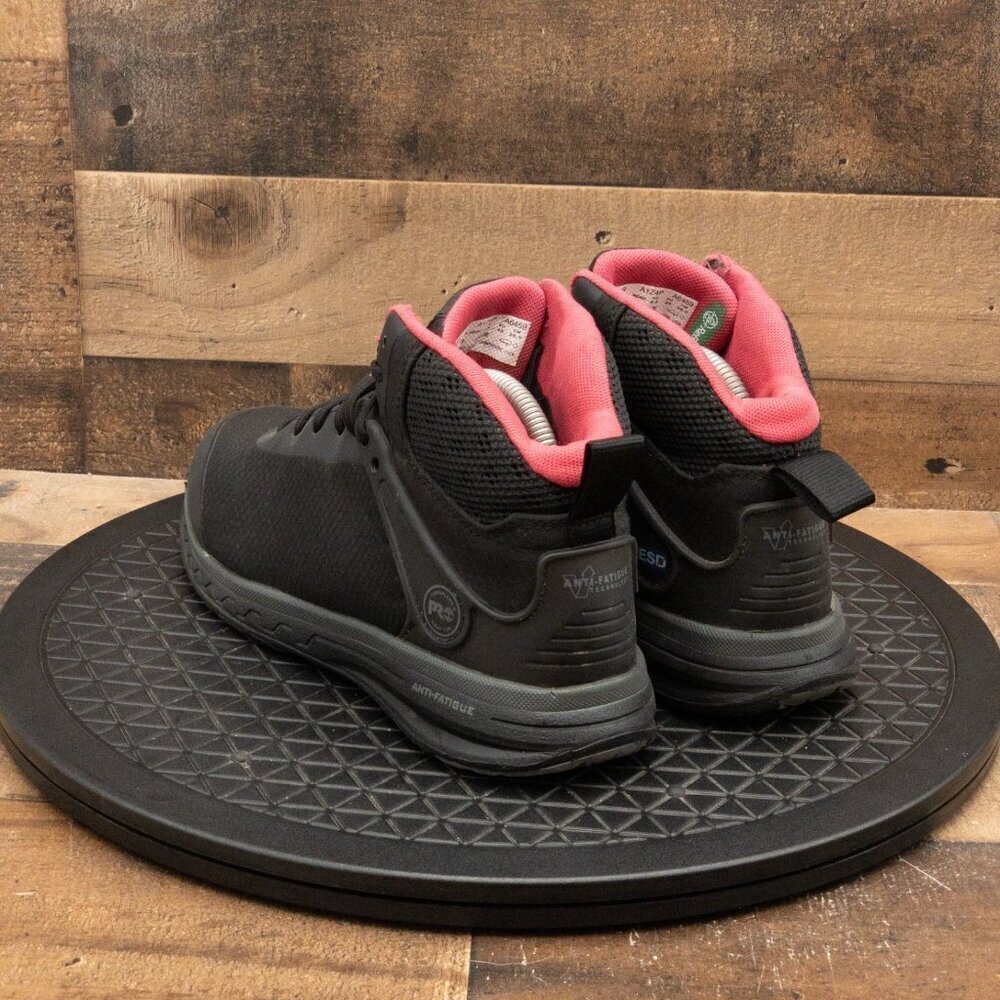 TIMBERLAND PRO DRIVE TRAIN MID COMPOSITE TOE WOMENS BOOTS BLACK PINK SIZE 9 - Picture 6 of 9